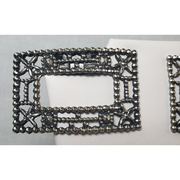 Vintage Antique1920’s ART DECO Metal Marcasite Design SHOE CLIPS signed TIP TOE - Picture 3 of 15